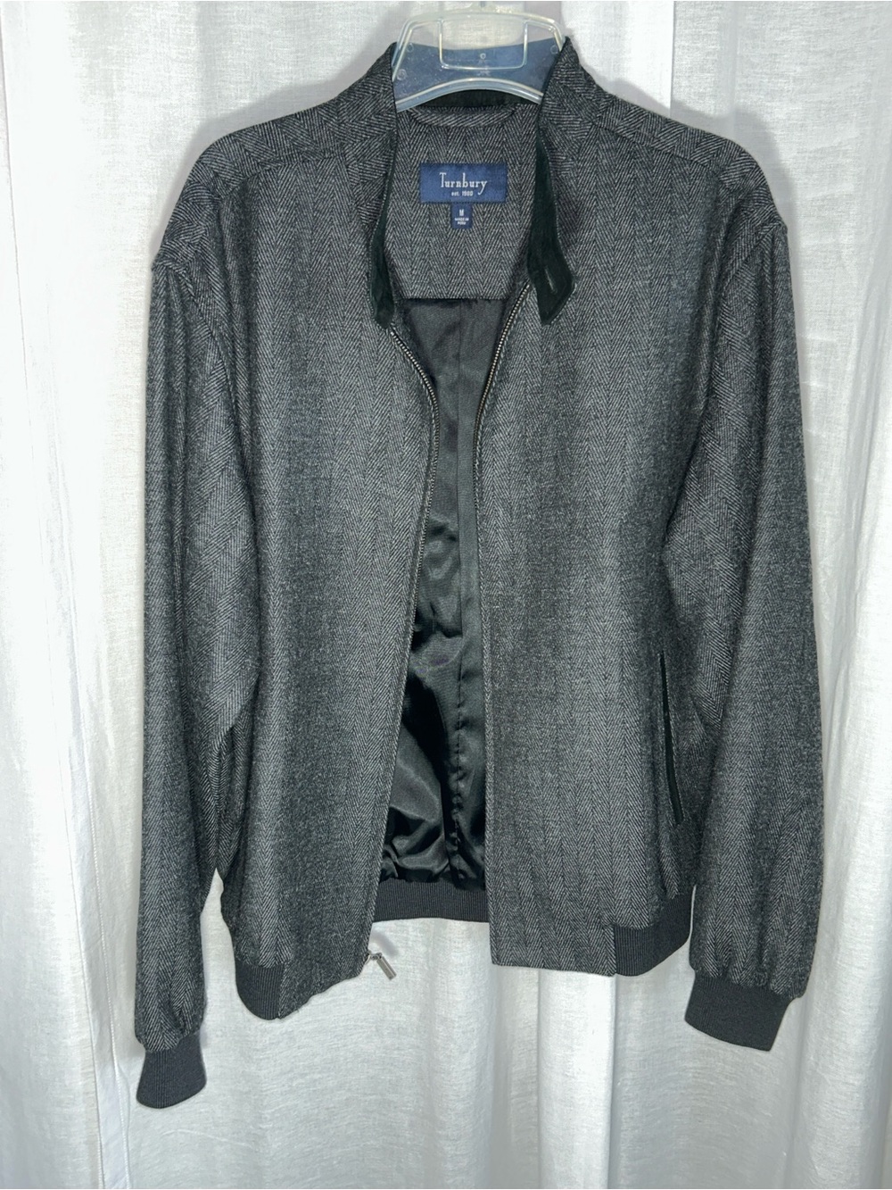Turnbury | Men's | Dark Gray | Harrington Bomber Jacket | 100% Wool | Size M